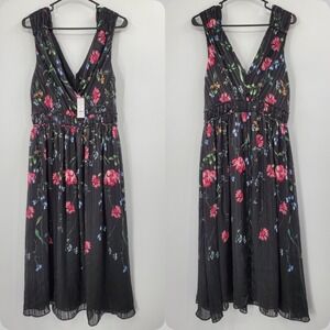 White House Black Market Sleeveless V-Neck Braided Waist Midi Dress 10 NEW B5